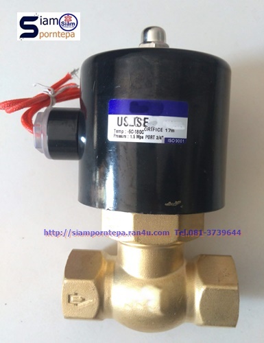 US-15-24DC Solenoid valve size 1/2" ทองเหลือง NC Pressure 0-15 bar 225 psi Temp 185C 