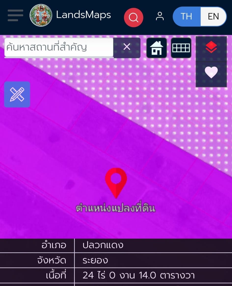 ขายที่ดินม่วงเข้มมาบยางพรระยอง ขายที่ดิน 24 ไร่ 14 ตารางวา  ????ที่ดินสีม่วงเข้ม