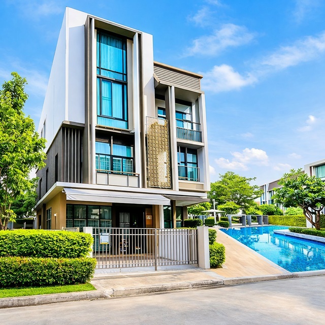 ทาวน์โฮมหรู 3นอน 4น้ำ วงศ์สว่าง7-15 ใกล้BTS ติวานนท์ 500ม. 6แอร์ บ้านหลังมุม 18 ตร.ว.207 ตร.ม. บ้านใหม่ พร้อมเฟอร์ฯ 2 จอดรถ  3นอน 4น้ำ