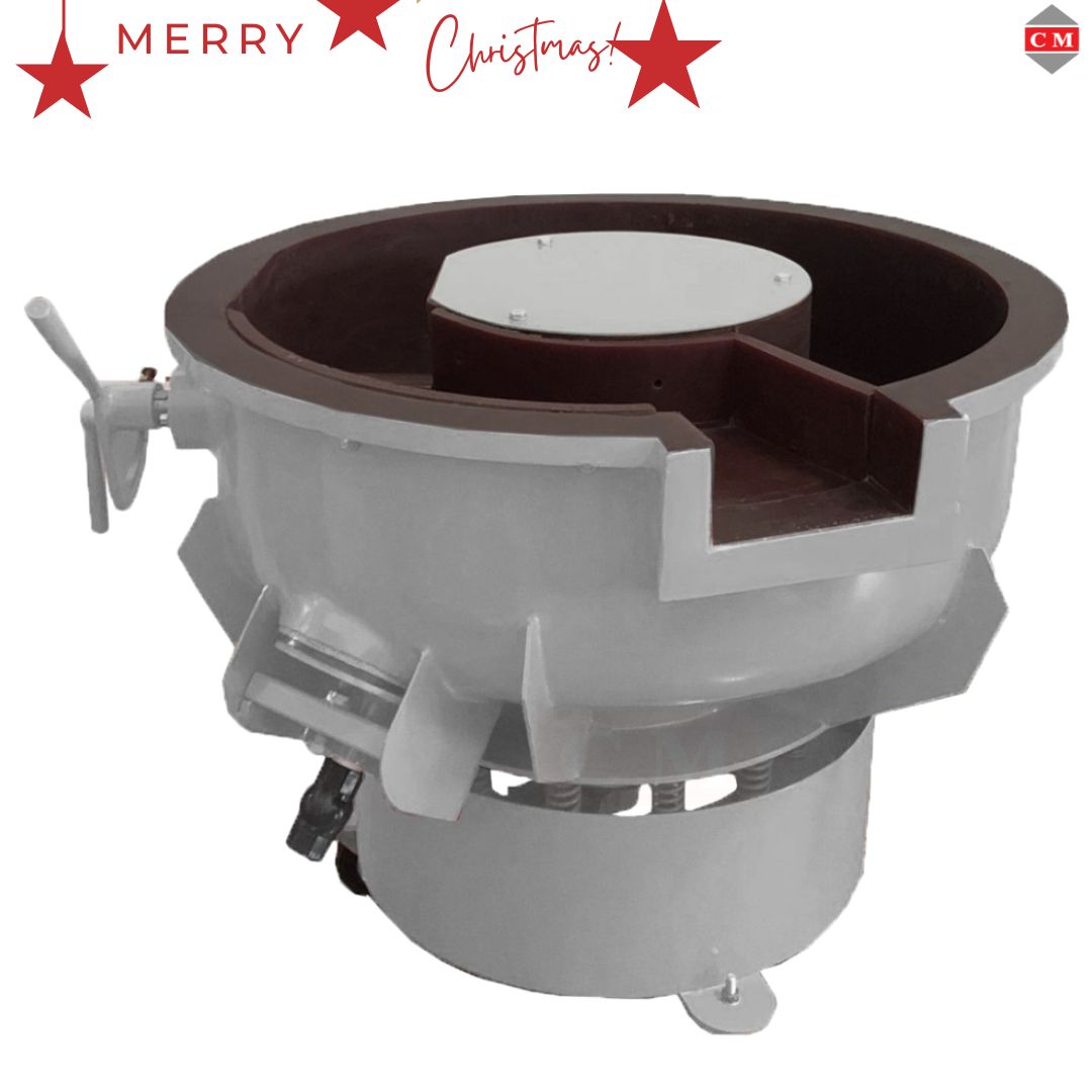 เครื่องขัดผิวโลหะแบบเขย่า แบบมีสะพานแยกชิ้นงาน / Vibratory Finishing Machine