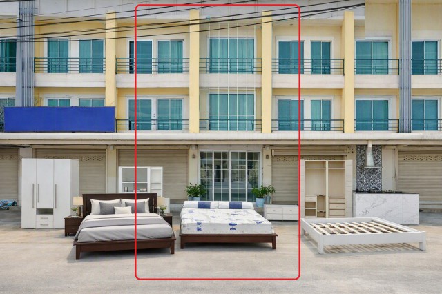 260915porratid ให้เช่า อาคารพาณิชย์ โรงงานโตโยต้า บ้านโพธิ์  2.87กม. Mega Home 500 ม.  อาคารพาณิชย์ 3 ชั้น 3 นอน 3 น้ำ