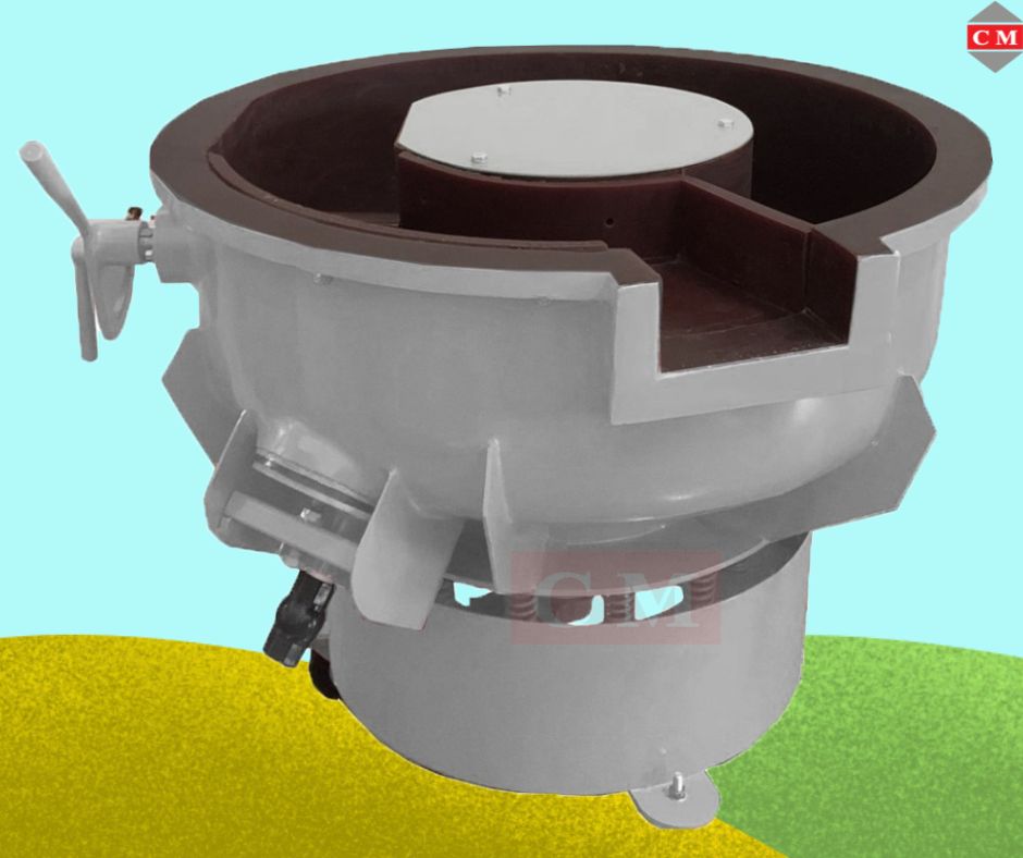 เครื่องขัดผิวโลหะแบบเขย่า แบบมีสะพานแยกชิ้นงาน / Vibratory Finishing Machine