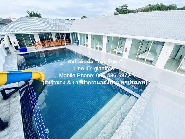 โรงแรม ขายรีสอร์ตหัวหิน (ต่ำกว่าราคาประเมิน) พร้อมสระว่ายน้ำ บนเนื้อที่ 149 ตร.ว. (7 น 9 น้ำ), ราคา 9,999,999 บาท  7 นอน พ.ท. 0 ไร่ 1 ngan 49 ตาราง.วา 9999999 บาท ใกล้กับ ห่างถนนเพชรเกษม (ทางหลวงหมายเลข 4) ประมาณ 3.5 กม. และห่างชายทะเลหัวหิน ประมาณ 4