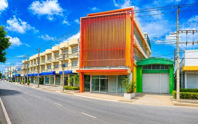 รพ.สมเด็จพระพุทธเลิศหล้า 1 กม.ตลาดร่มหุบ 500 ม. แม่กลอง วัดธรรมนิมิต อาคารพาณิชย์ 4 ชั้น 2 คูหา 4นอน 3 น้ำ  32 ตร.วา. 500 ตร.ม. 