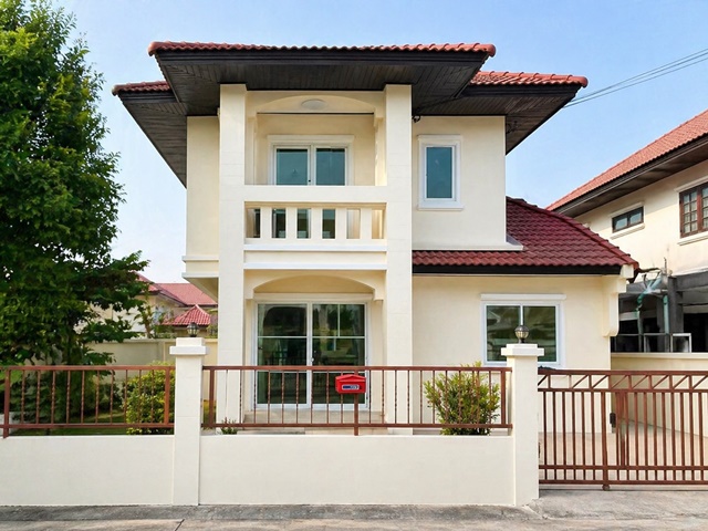 พร้อมอยู่  โซนรังสิต-ปทุมธานี (ใกล้ทางด่วน & ม.รังสิต)ม.รังสิต 3.3 กม.รังสิต-ปทุมธานี 20-26 ให้เช่าบ้านเดี่ยว 2 ชั้น 3นอน