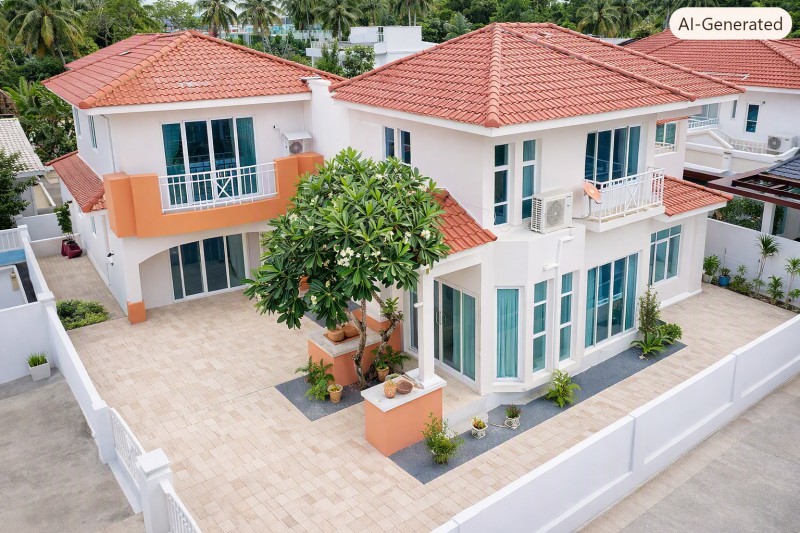 DIY ธูปะเตมีย์  เกาะสมุย ตลาดสดศรีฟ้า 650ม. 68 ตร.ว. 153 ตร.ม. 3-4นอน  Pool Villa บ้านเดี่ยว 2 ชั้น 3-4นอน