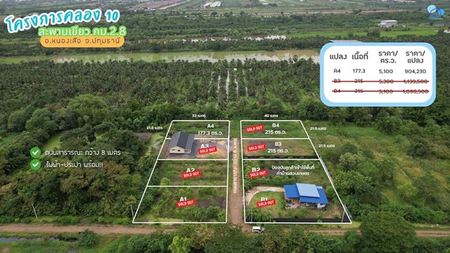 ขายที่ดินบ้านสวนปทุมธานี แปลงสุดท้าย 177 ตารางวา โฉนดพร้อมโอน ไฟฟ้าประปาพร้อม เหมาะสร้างบ้านสวนหรือซื้อเก็บลงทุน