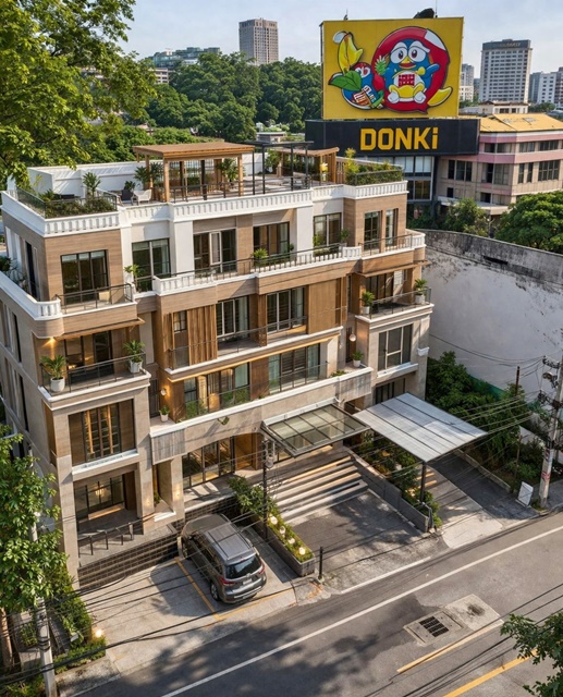 อาคาร 4 ชั้นฟังก์ชันดองกี้มอลล์ ทองหล่อเอกมัย 900 ม. 3นาที  3 นอน  31ตร.ว. 400ตร.ม. ใกล้BTS เอกมัย 1.8 กม.